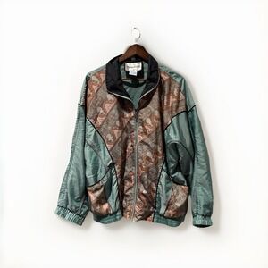 VTG Westport Ltd. Multiprint Windbreaker Jacket Women's Large 90's Sporty Bomber